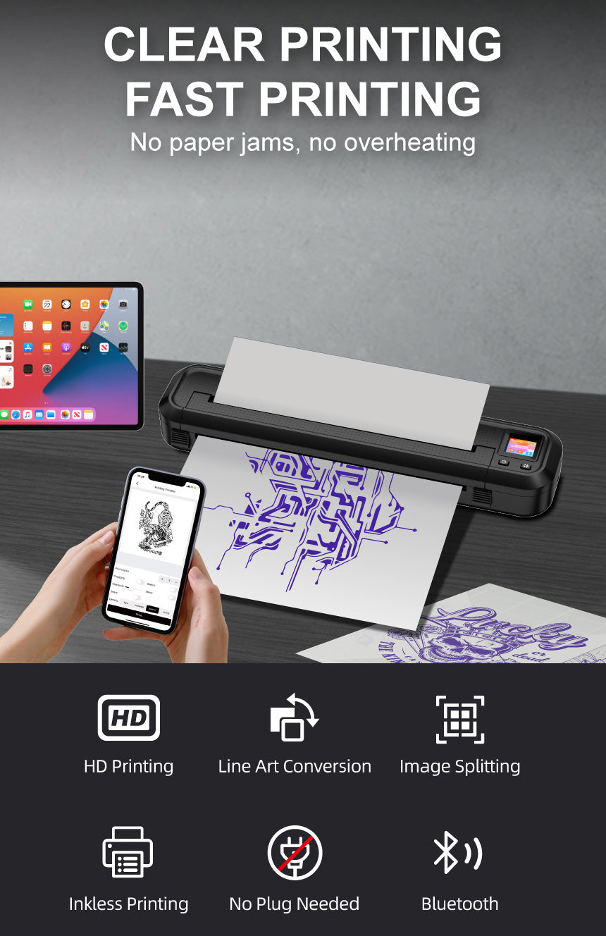 MHT Bluetooth Portable Tattoo Transfer Stencil Printer