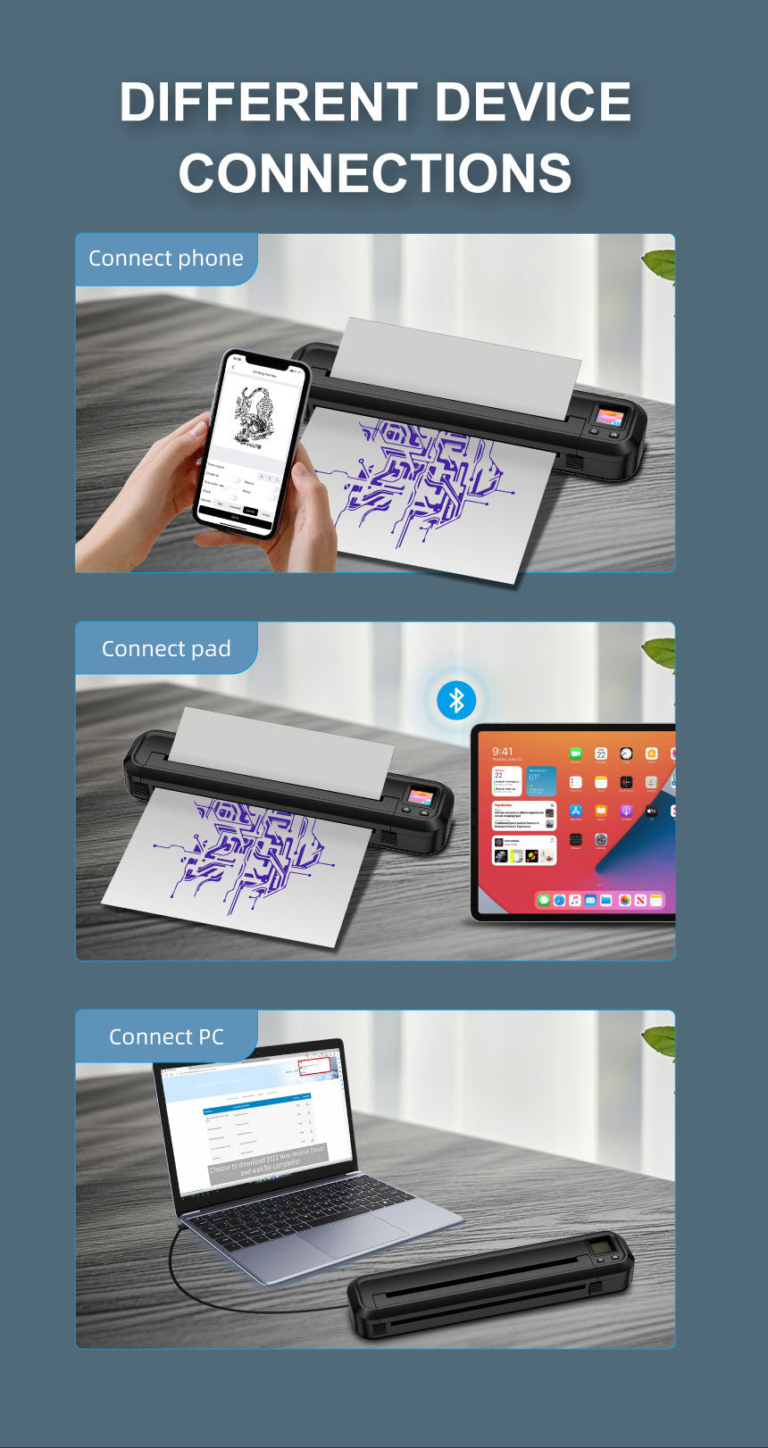 MHT Bluetooth Portable Tattoo Transfer Stencil Printer