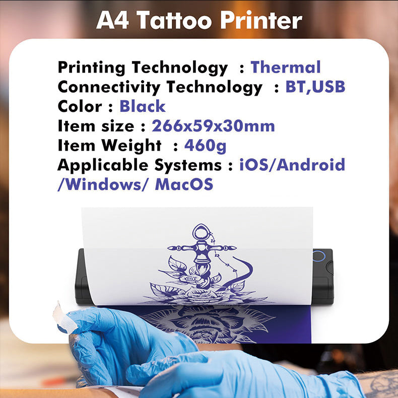 A4 Bluetooth Thermal Tattoo Printer