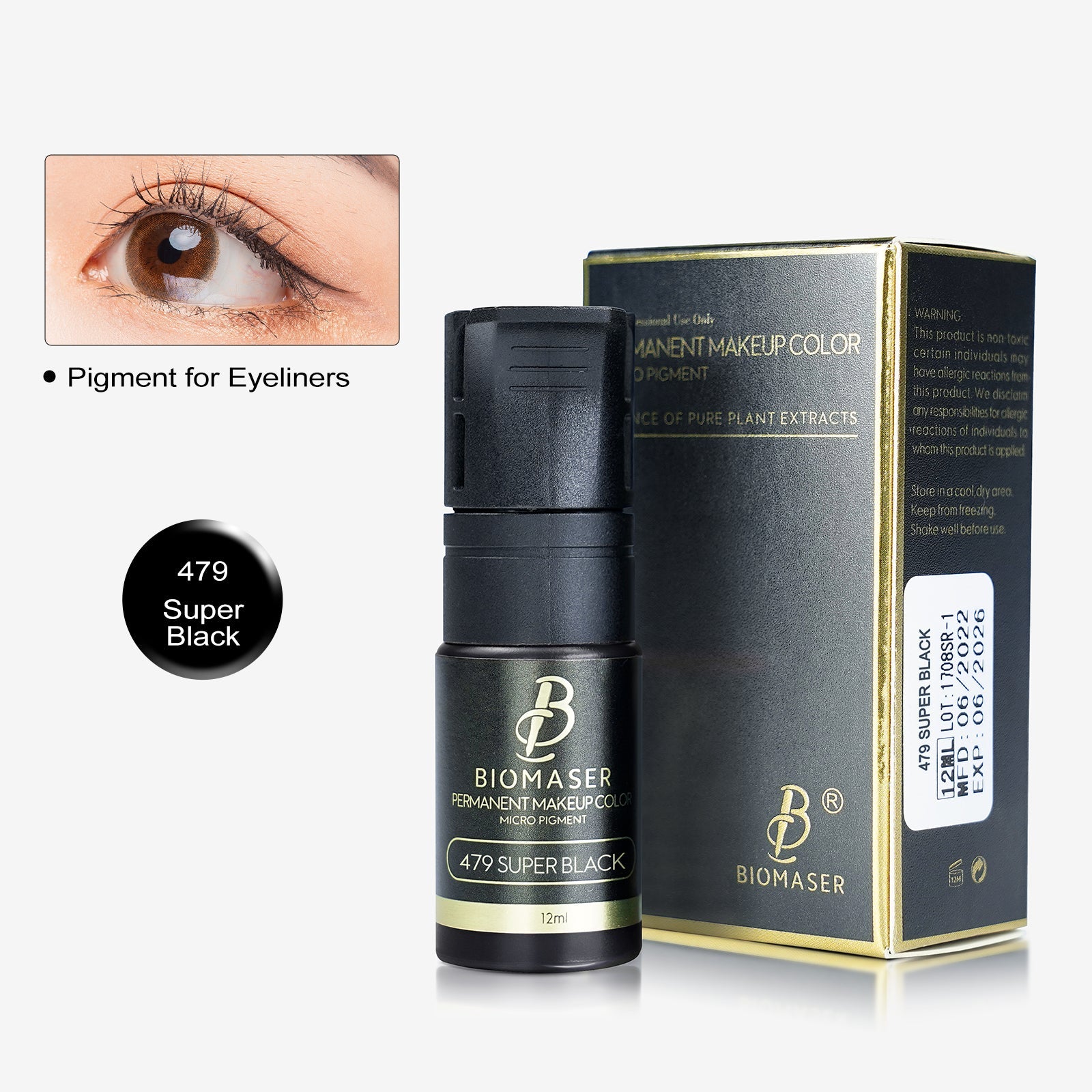 Eyeliner liquid Biomaser pigment ink for Permanent Makeup Micropigmentation Machine Pigment 12ml