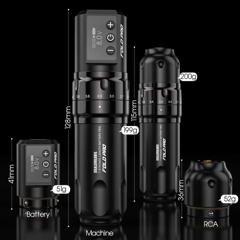 Dragonhawk Wireless Tattoo Pen Machine with 7 Stroke Lengths