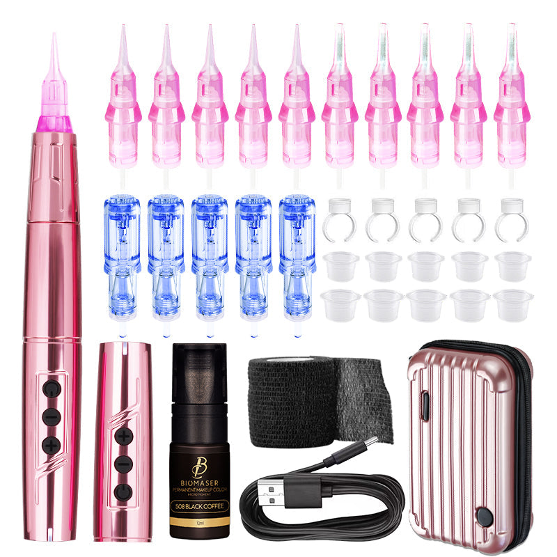 BiomaserTP006 Professional PMU Kit - Dual Battery, Swiss Motor, Silent & Lightweight for Eyebrows & Lips