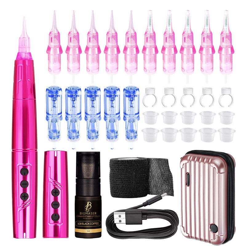 BiomaserTP006 Professional PMU Kit - Dual Battery, Swiss Motor, Silent & Lightweight for Eyebrows & Lips