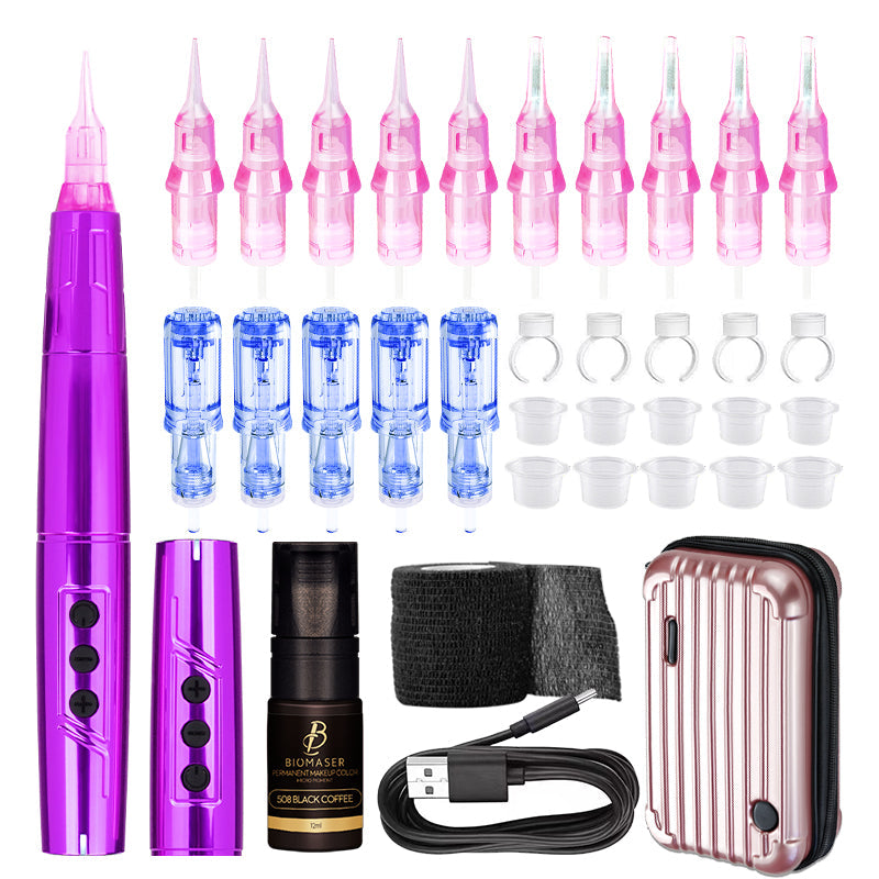 BiomaserTP006 Professional PMU Kit - Dual Battery, Swiss Motor, Silent & Lightweight for Eyebrows & Lips