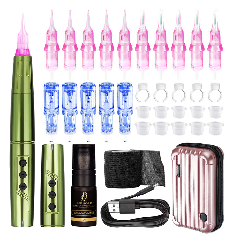 BiomaserTP006 Professional PMU Kit - Dual Battery, Swiss Motor, Silent & Lightweight for Eyebrows & Lips