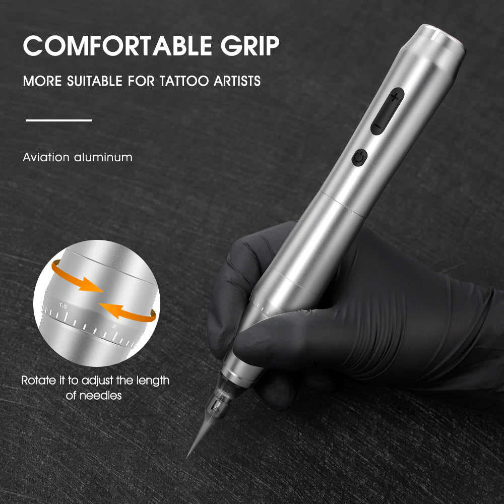 Biomaser TP010 Wireless PMU Machine Kit - Dual Battery, Swiss Motor, Silent for Eyebrows & Lips