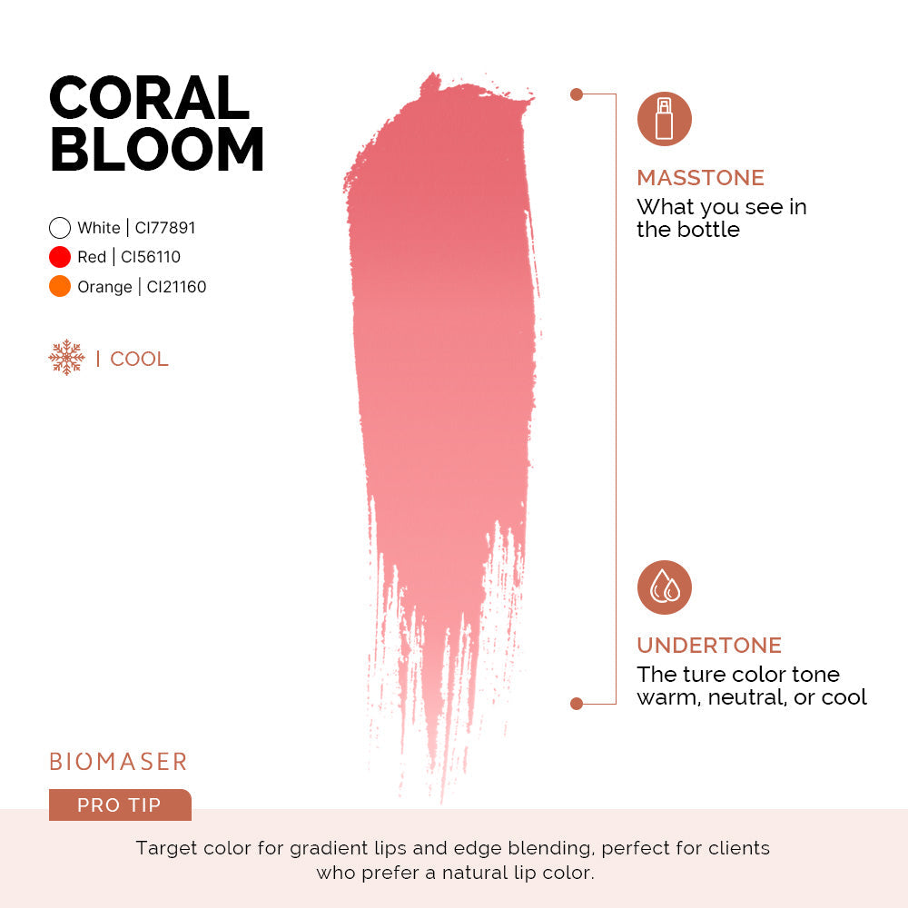 Biomaser Powder PMU Pigment Ink for Lips，Coral Bloom | Coral Pink
