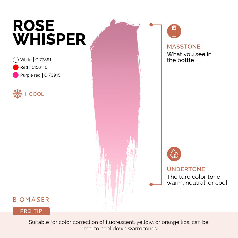 Biomaser Powder PMU Pigment Ink for Lips, Rose Whisper | Light Rose Pink