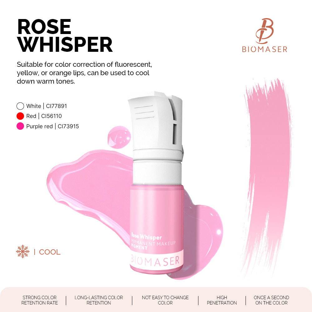 Biomaser Powder PMU Pigment Ink for Lips, Rose Whisper | Light Rose Pink