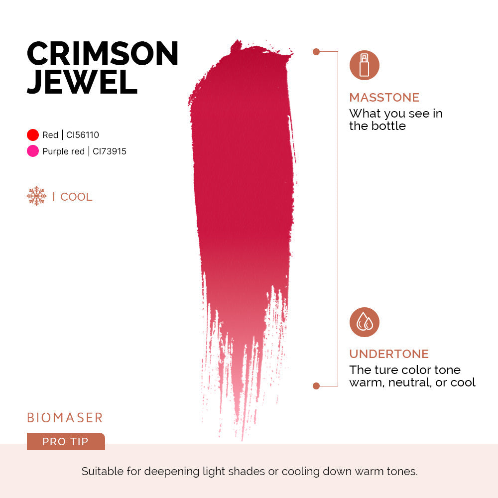 Biomaser Powder PMU Pigment Ink for Lips, Crimson Jewel | Garnet Red
