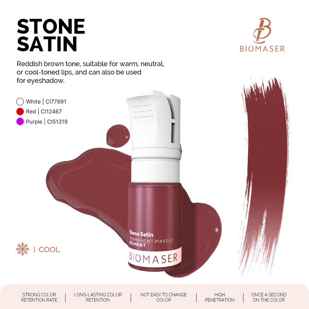 Biomaser Powder PMU Pigment Ink for Lips, Stone Satin | Nude Stone