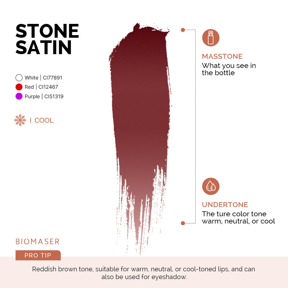 Biomaser Powder PMU Pigment Ink for Lips, Stone Satin | Nude Stone