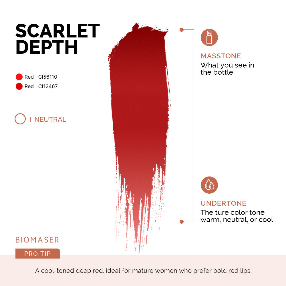 Biomaser Powder PMU Pigment Ink for Lips, Scarlet Depth | Deep Red