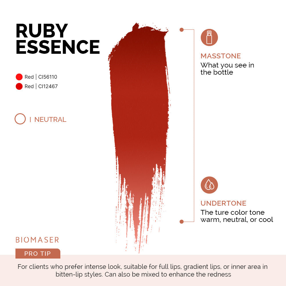 Biomaser Powder PMU Pigment Ink for Lips, Ruby Essence | Inner Red