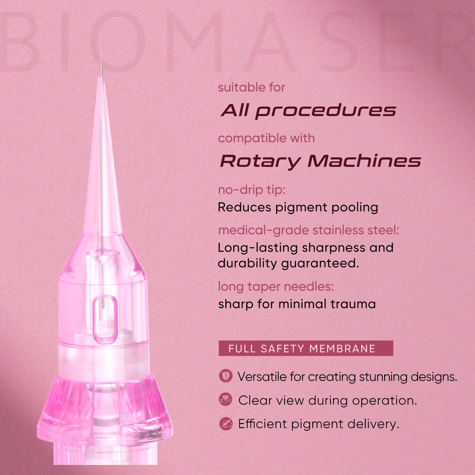 PINKY 1R Single Needle Universal Permanent Makeup Needle Cartridges for Tattoo Pens