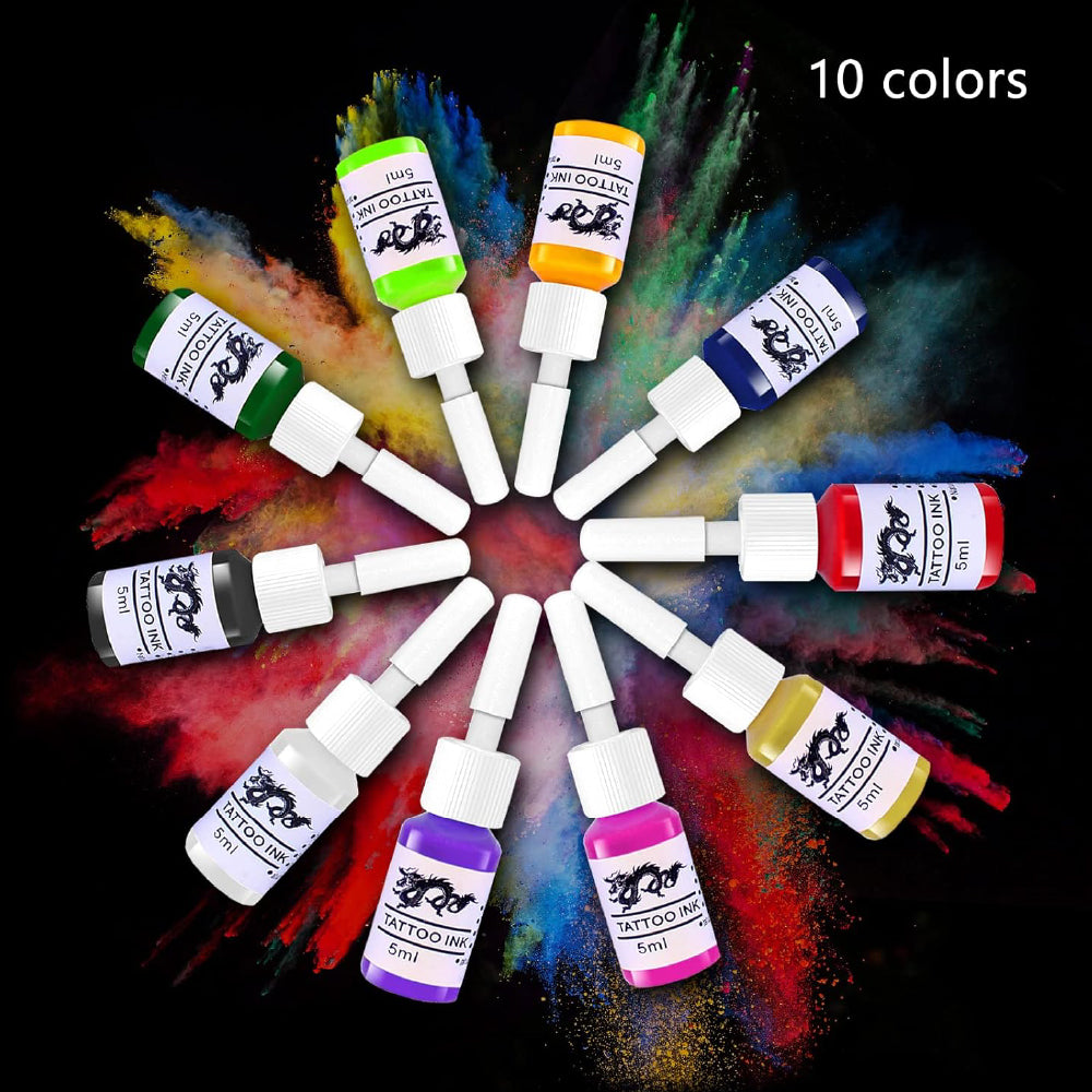 Atto Tattoo Machine Kit | Includes 10 Ink Cartridges & Needles for Professionals