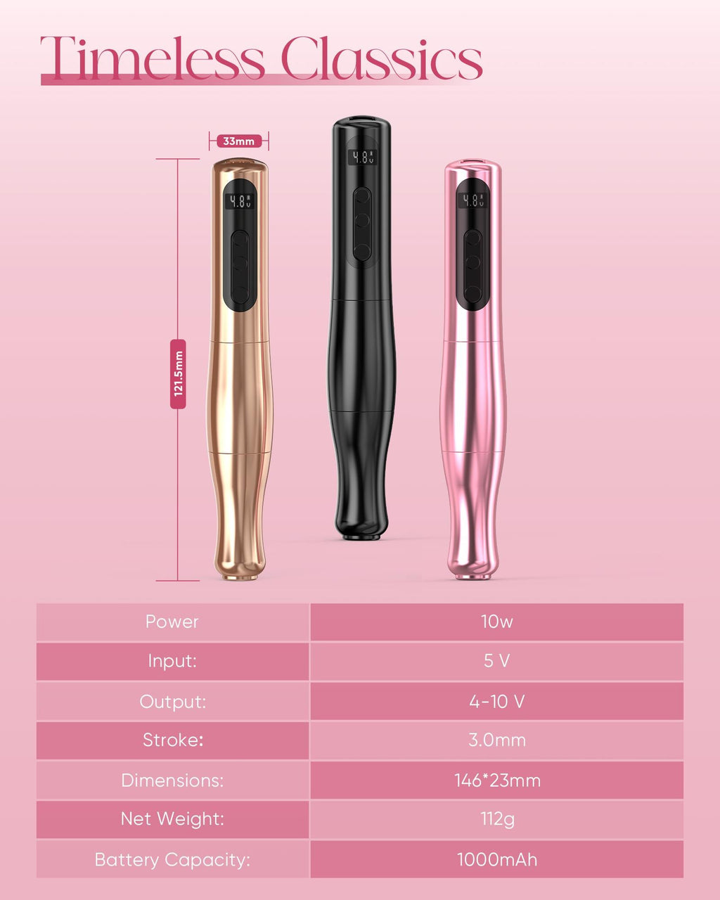 Biomaser P90 Pro Wireless PMU Machine | 3.0 mm Stroke