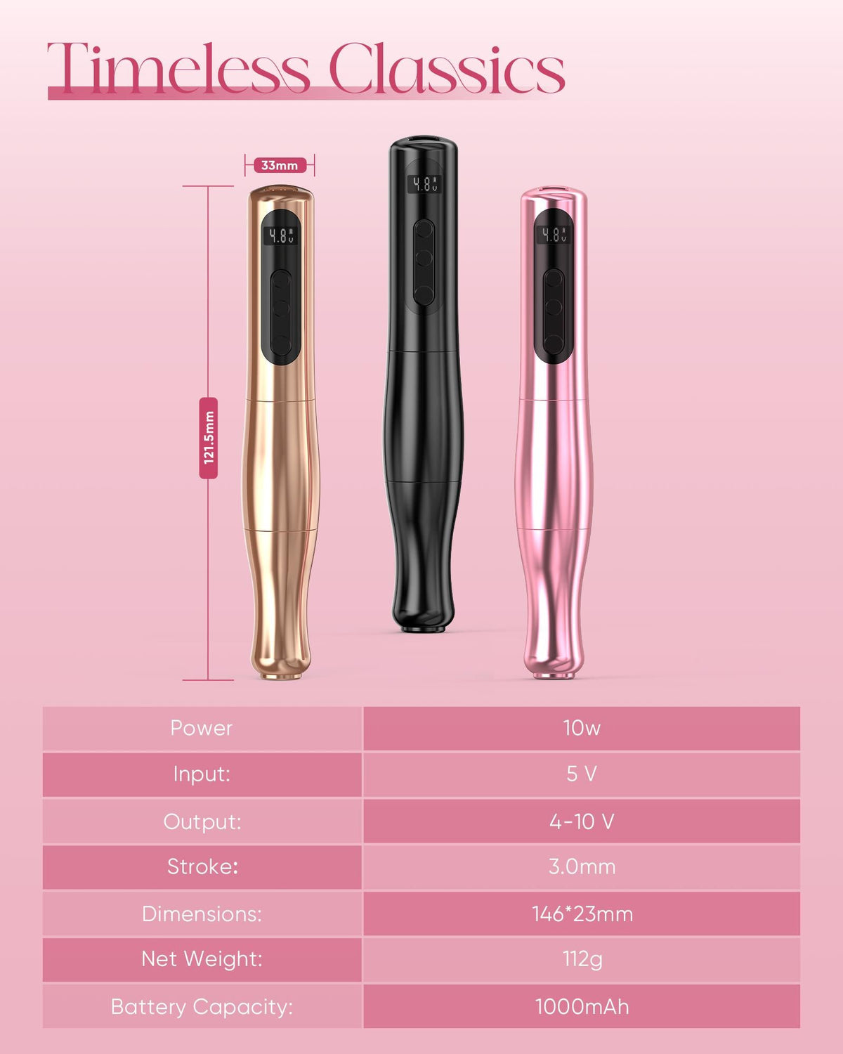 Biomaser P90 Pro Wireless PMU Machine | 3.0 mm Stroke