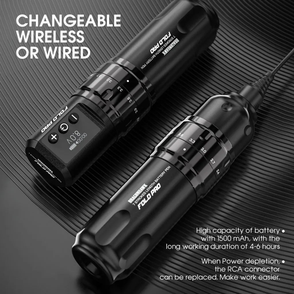 Dragonhawk Wireless Tattoo Pen Machine with 7 Stroke Lengths