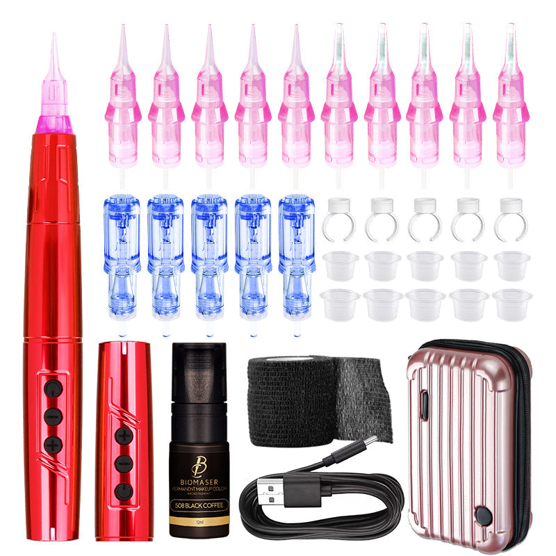 BiomaserTP006 Professional PMU Kit - Dual Battery, Swiss Motor, Silent & Lightweight for Eyebrows & Lips