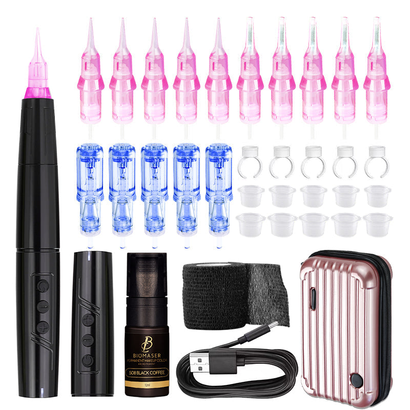 BiomaserTP006 Professional PMU Kit - Dual Battery, Swiss Motor, Silent & Lightweight for Eyebrows & Lips