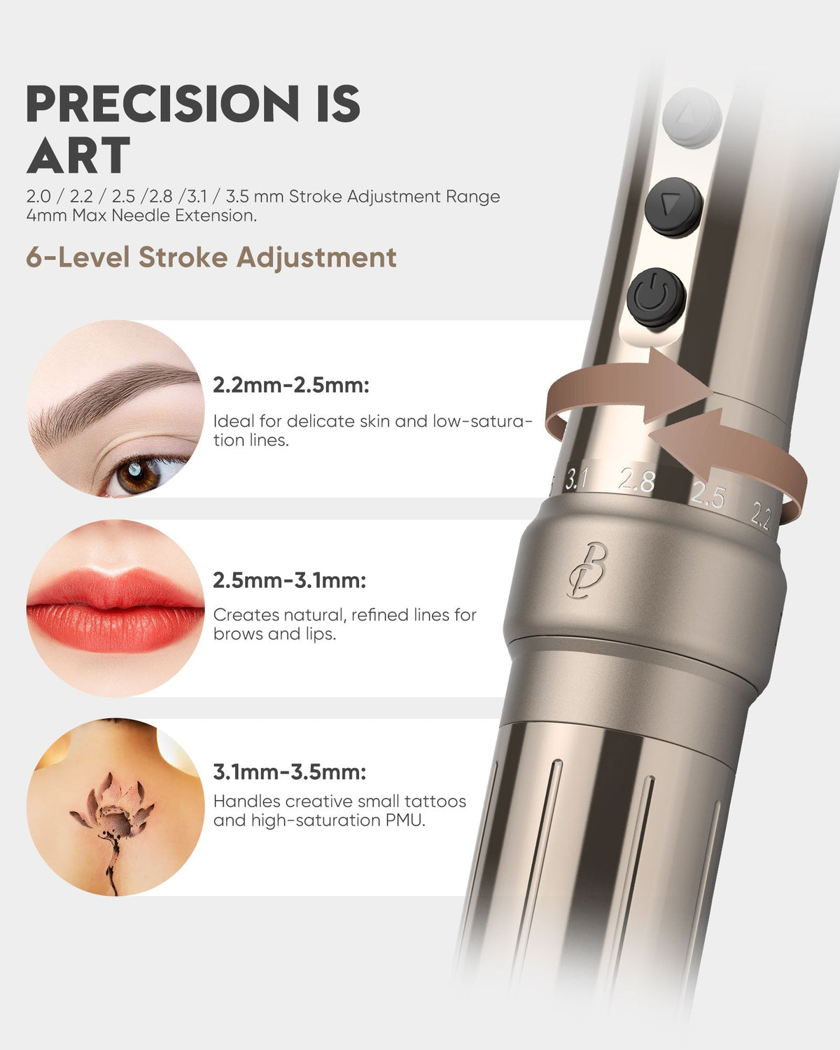 Biomaser U1 Wireless PMU Machine with Adjustable Stroke
